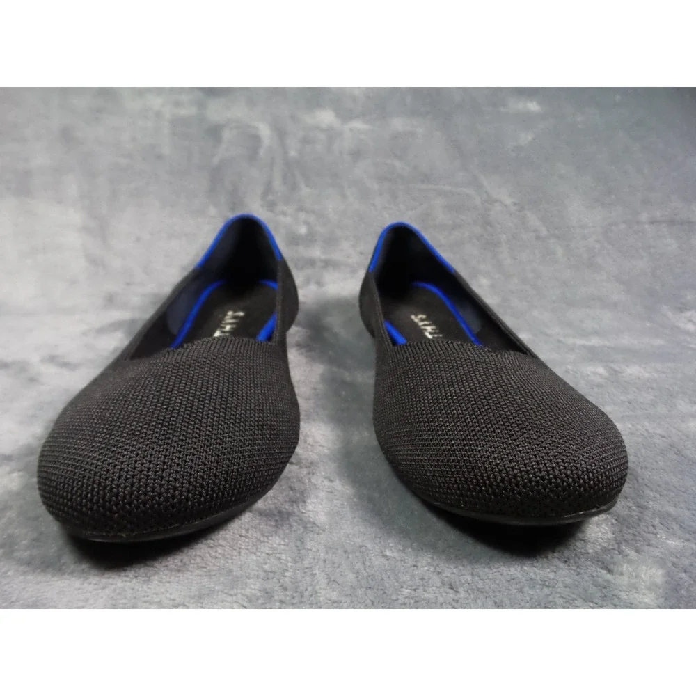 Rothys The Flat Shoes Womens Size 9.5 Black Slip-On Classic Flats Knit Round Toe
